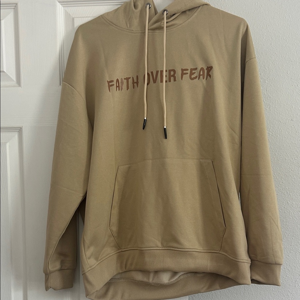 Faith Over Fear Tan Hoodie Sweatshirt - Unbranded
